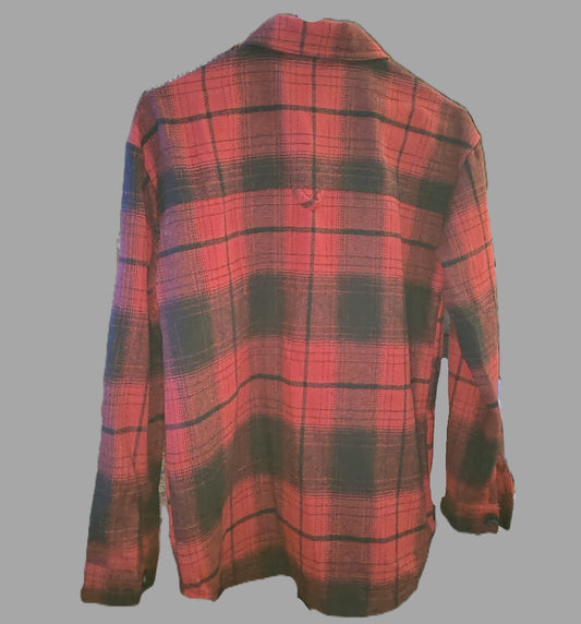 No Boundaries Red Plaid Button Up Shacket - size S