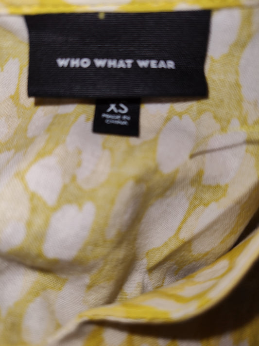 Who What Wear Yellow Polka Dot Square Neck Maxi Dress - size XS