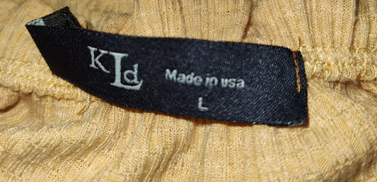 KLD Women's Yellow Loose Fit Ruffled Sleeve Blouse - size L