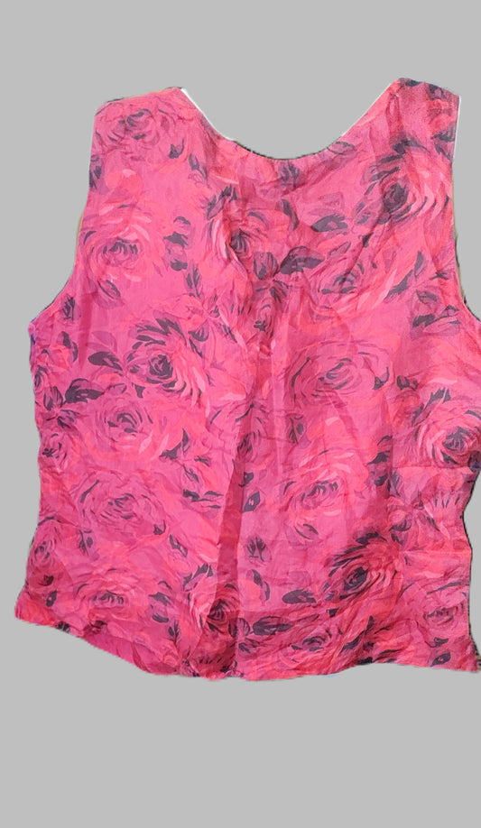 Robbie Bee Red Floral Sleeveless Blouse - size 10
