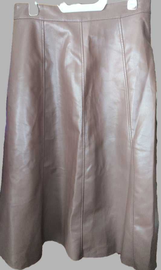 Fashion Nova Brown Faux Leather Long Skirt