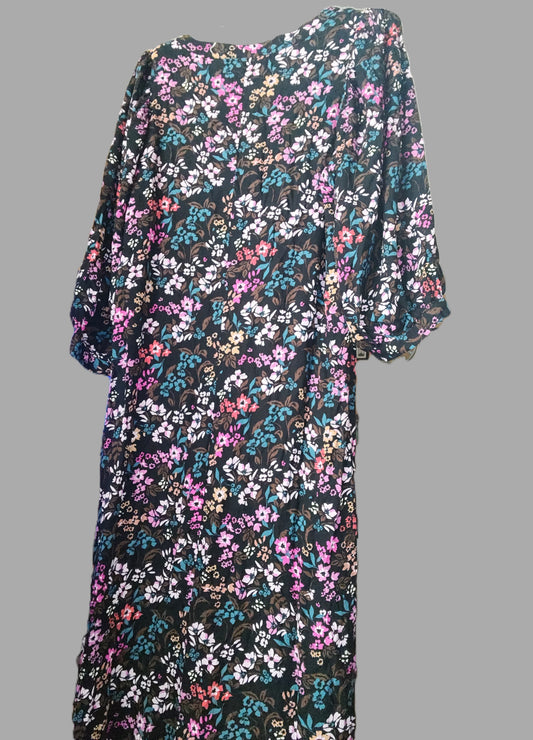 Saltwater Luxe Black Floral Maxi Dress - size L