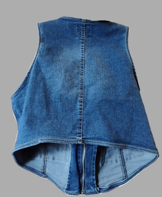 Madden NYC Denim Vest with Zipper