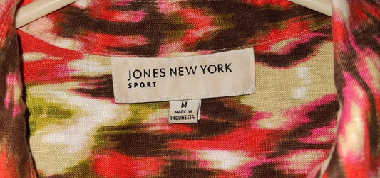 Jones & Co Orange Fall Pattern Button Front Shirt - size M