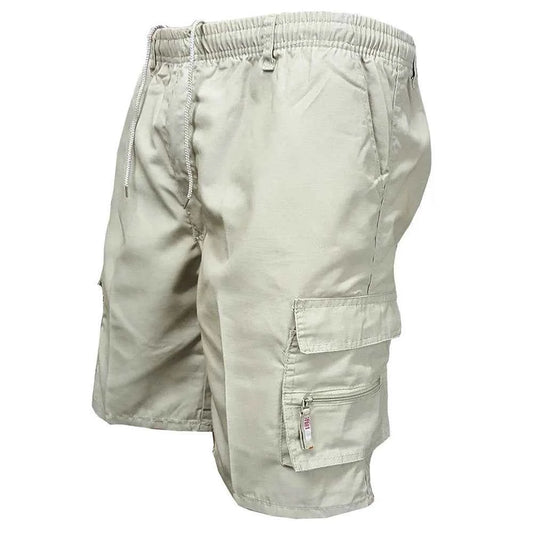 Men's Tactical Shorts Summer Casual Cargo Shorts Knee-length Multi-pockets Elastic Waist Work Hiking Overalls Short Pants Male