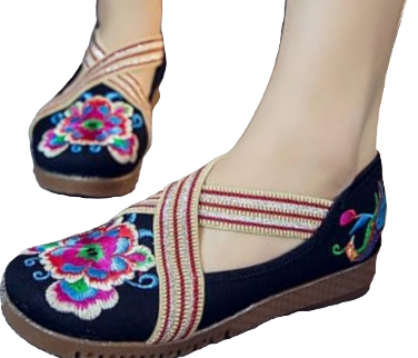 Women's Floral Embroidered Comfortable Casual Canvas Loafers - size 7.5