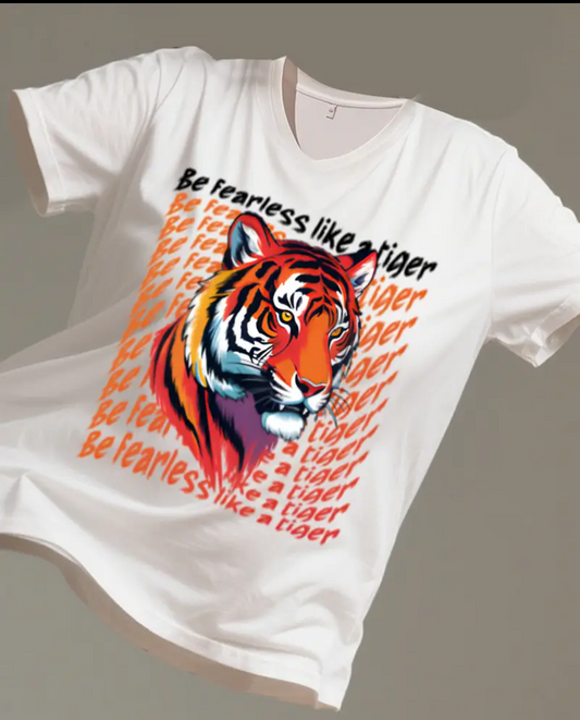 Be Fearless Like a Tiger T-shirt Women's 3XL White & Orange Tigers Tee