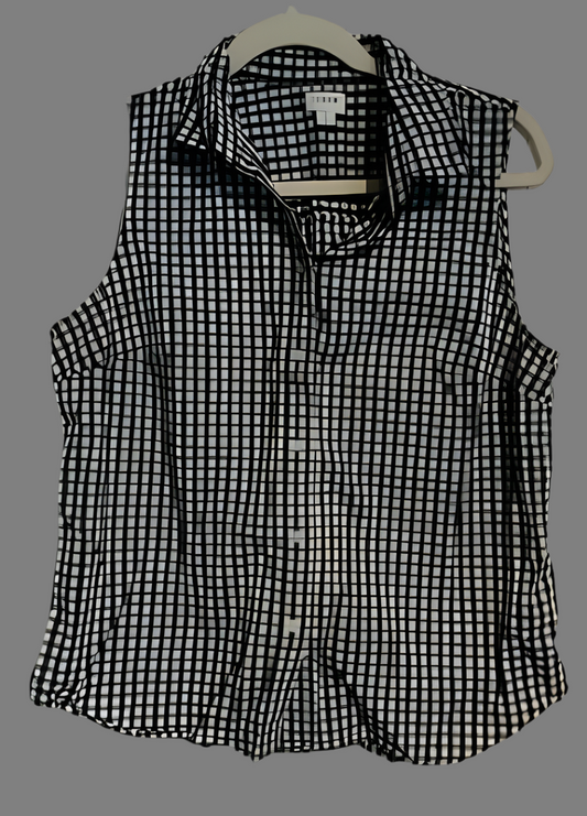 J. Crew Black Gingham Button-up Sleeveless Blouse - size M