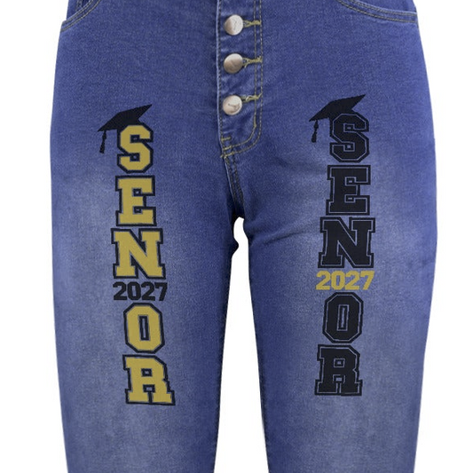 Women's Senior 2027 Decorated Jeans with Front Printing