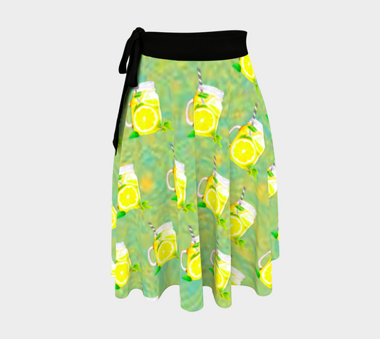 Cold Lemonade on Summer Day Short Wrap Skirt