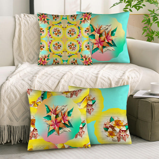 Circle Floral Pastel Pattern Custom Pillow Case 18x18inch (Pack of 4) | Ships from USA