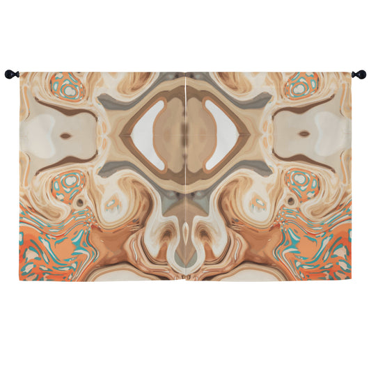 Orange Marble Window Curtains 2 Pieces - 52" x 63" (Made in USA)