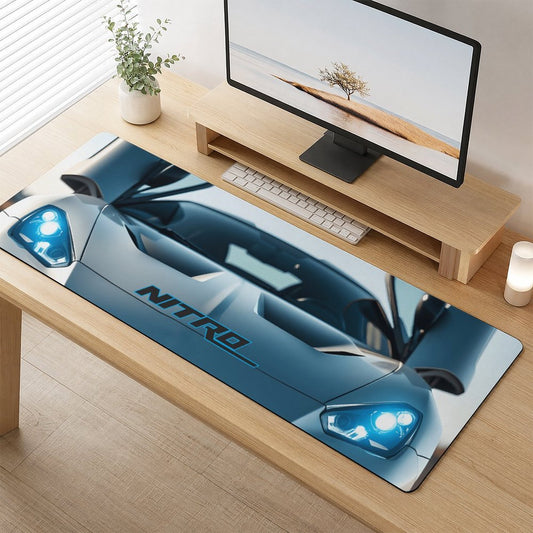 Nitro Sports Car Gaming Mousepad with Rounded Corners - 17.72" x 47.24"