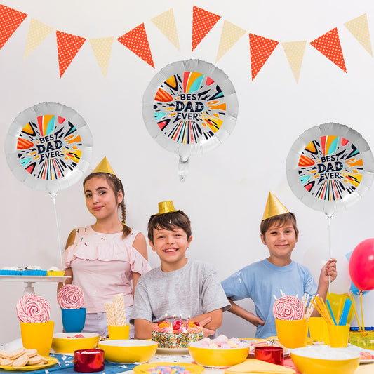 Best Dad Ever 18-inch Custom Aluminum Foil Balloons - Pack of 3 (Made in USA)