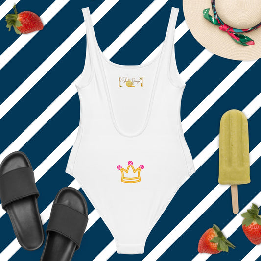Traje de baño de una pieza blanco Crowned Slay Queen
