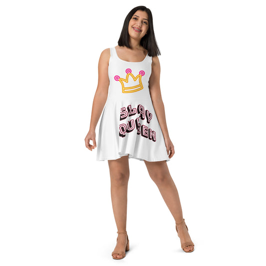 Vestido skater blanco Slay Queen para mujer hasta talla 3XL