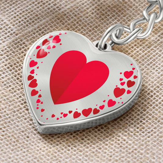 Llavero de lujo con forma de corazón y collage de corazones