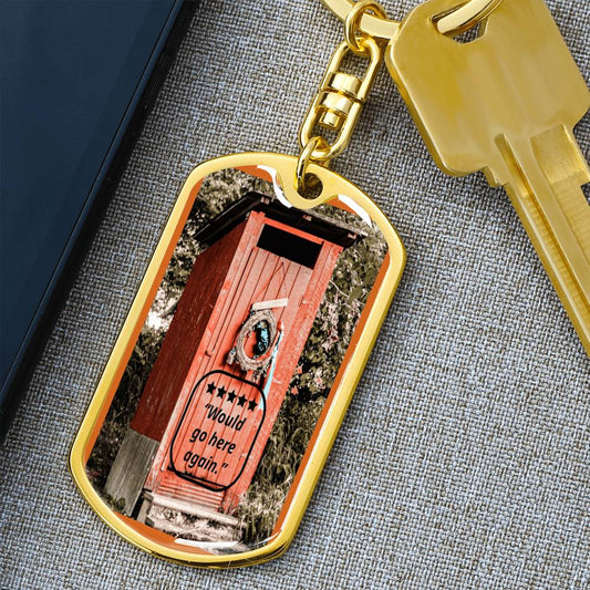 5 Star Outhouse Funny Graphic Dog Tags Keychain