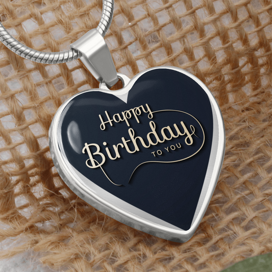 Happy Birthday to You Black Heart Graphic Necklace