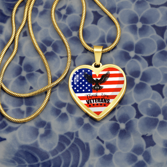 Collar en forma de corazón de agradecimiento a los veteranos de EE. UU.