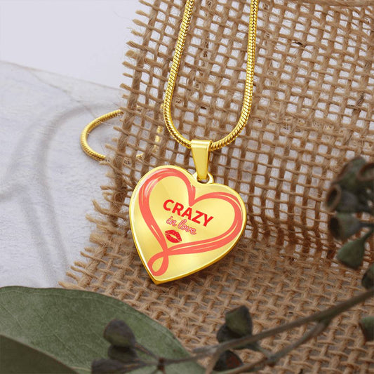 Crazy in Love Heart Shaped Graphic Necklace