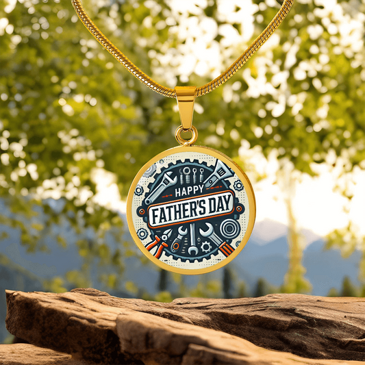 Happy Father's Day Circle Graphic Luxury Necklace