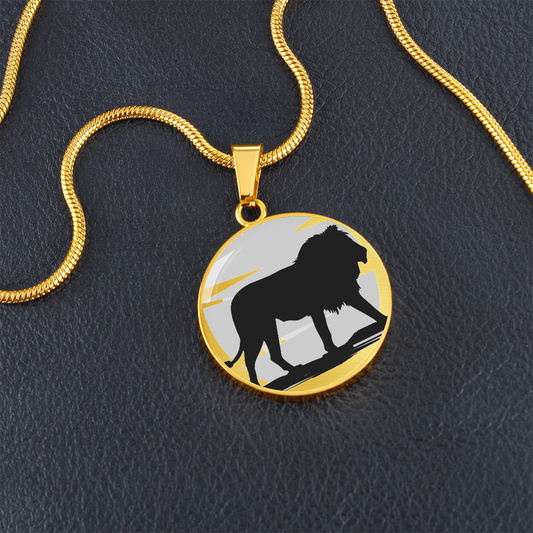 King of the Jungle Lion Round Graphic Luxury Necklace