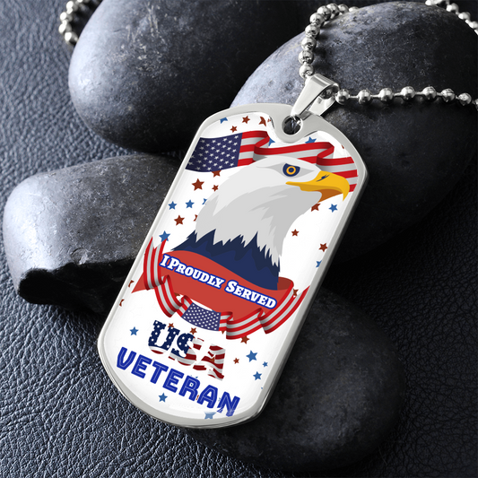 Collar con placas de identificación para veteranos de EE. UU. que sirvieron con orgullo