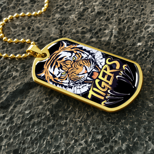 Ferocious Tiger with Claws Graphic Dog Tags Necklace