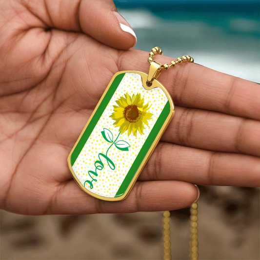 With Love Sunflower Graphic Dog Tags Necklace