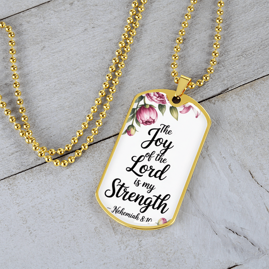 The Joy of the Lord is My Strength Graphic Dog Tags Necklace