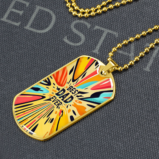 Best Dad Ever Colorful Streaks Graphic Dog Tags Necklace