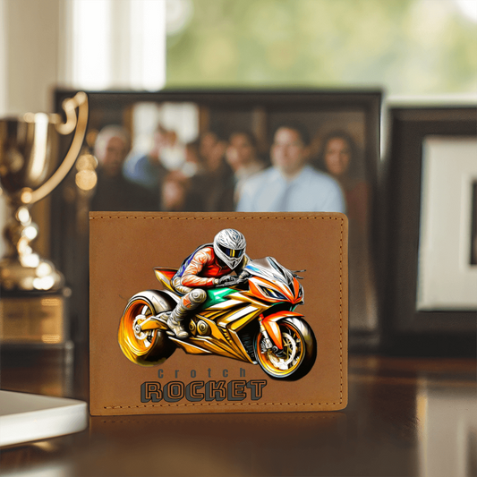 Crotch Rocket Motorcycle Rider Genuine Leather Wallet