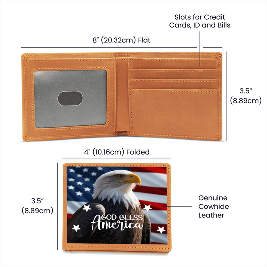 God Bless America Bald Eagle Genuine Leather Wallet