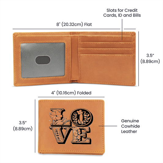 With Love Graphic Genuine Leather Wallet