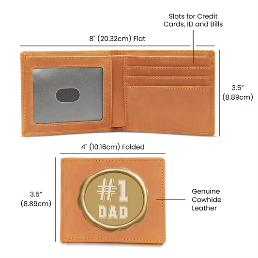 #1 Dad Golden Seal Design Graphic Leather Wallet