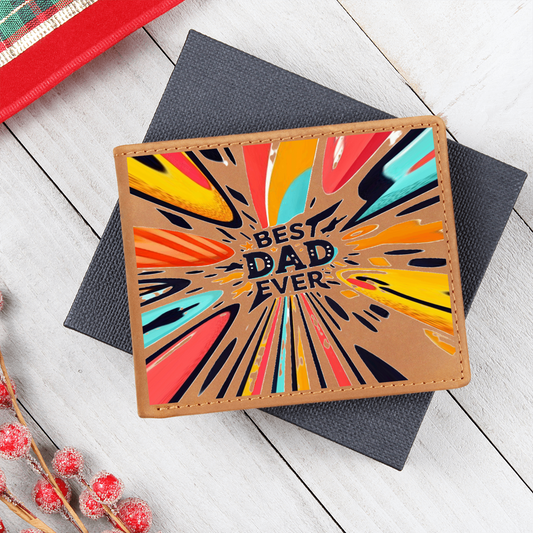 Best Dad Ever Colorful Streaks Graphic Leather Wallet