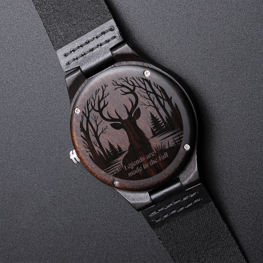 Deer Hunter Legends Made in the Fall Engraved Wooden Watch