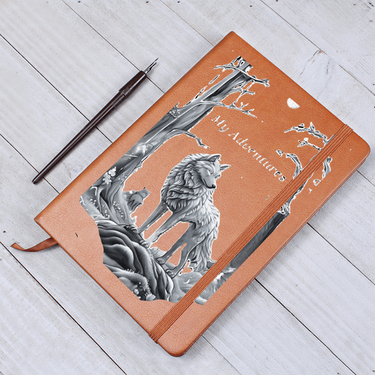 Diario gráfico de cuero "Mis aventuras: Lobo salvaje"