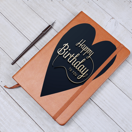 Happy Birthday to You Black Heart Graphic Leather Journal