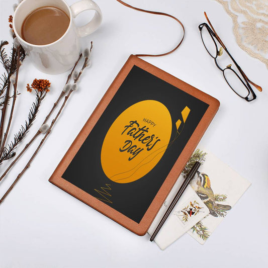 Diario de cuero negro y dorado para el Día del Padre
