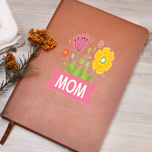 Mom with Flowers Graphic Leather Journal
