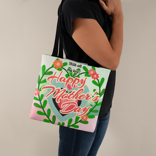 Happy Mother's Day with Greenery Heart on Classic Tote Bag