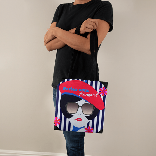 Parlez-vous francais? Fashionable French Girl with Beret Classic Tote Bag