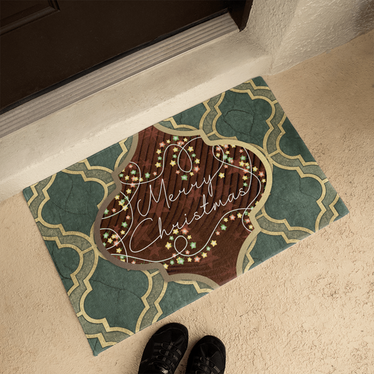 Merry Christmas Arabasque Tile Welcome Mat