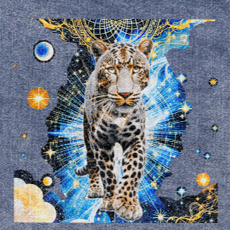 Leopard Owns the Universe Oversized Women's DTG Denim Jacket