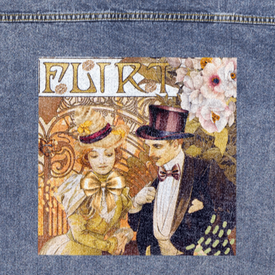 Vintage Couple Flirting Oversized Women's DTG Denim Jacket