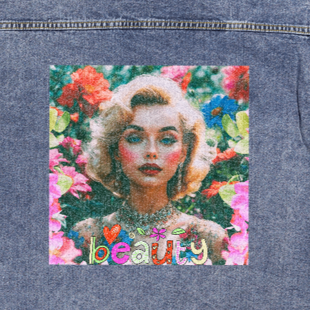 Beautiful Floral Woman Oversized Women's DTG Denim Jacket