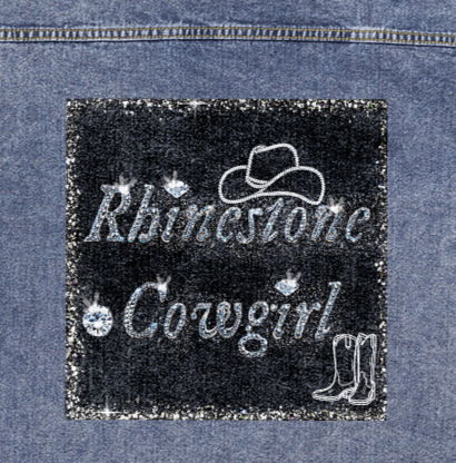 Glittery Rhinestone Cowgirl Oversized Women's DTG Denim Jacket