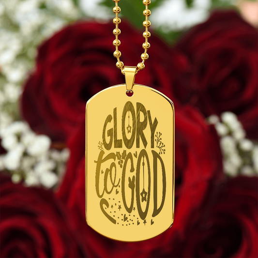 Christmas Glory to God Faith Based Engraved Dog Tags Necklace